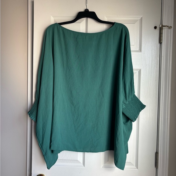 ODDY Teal Blouse with Ruched Sleeves - Picture 3 of 3
